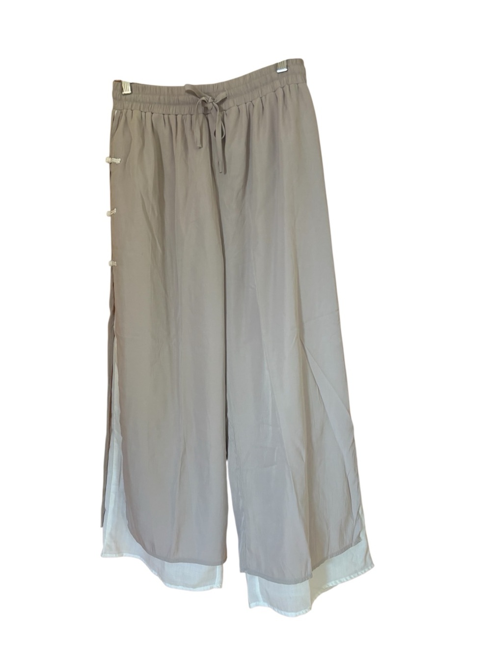 Light Taupe  Wide-Leg Drawstring Pants